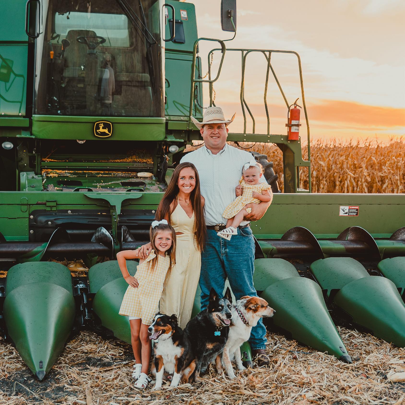 Colby and Ashley McClendon with their family on the farm